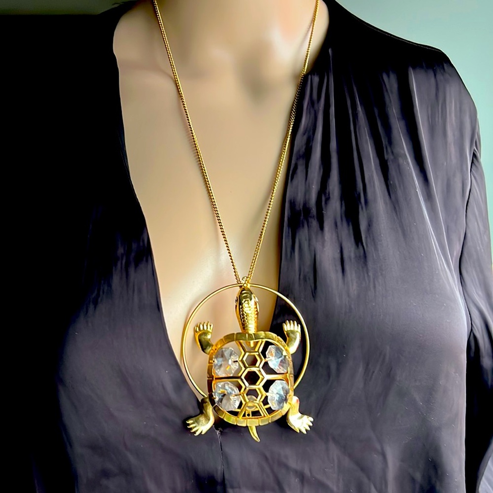 Gold Turtle Charm Pendant